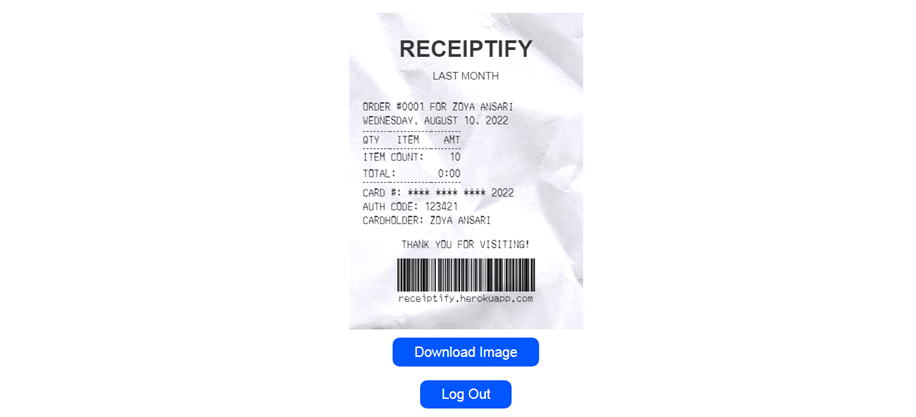 Receiptify receipt