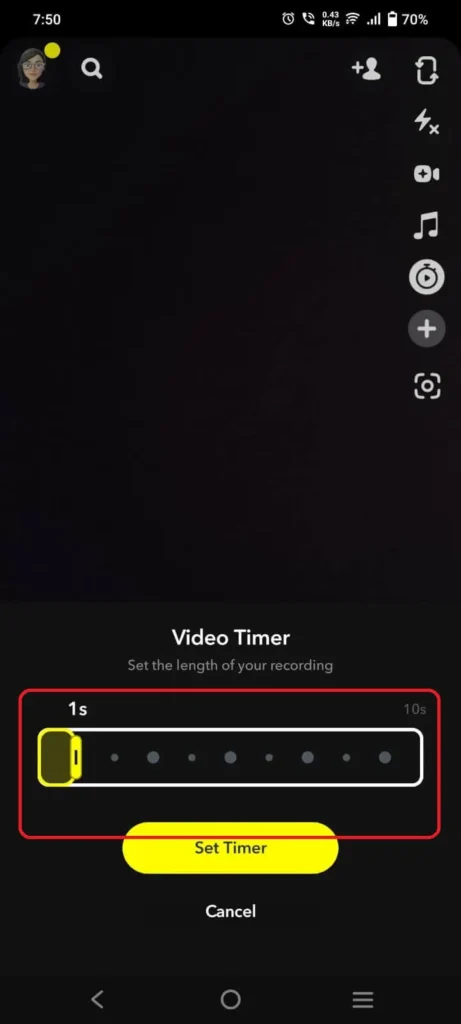 How to Record on Snapchat Without Holding the Button 38 Record on Snapchat Using a Timer 4